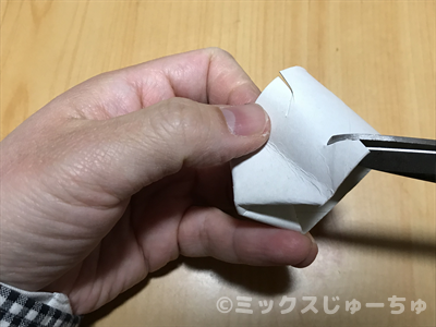 耳の形に切り込みを入れます。